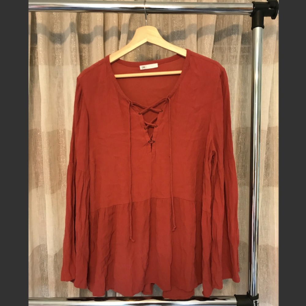 Daniel Rainn Lace-Up V-Neck Top